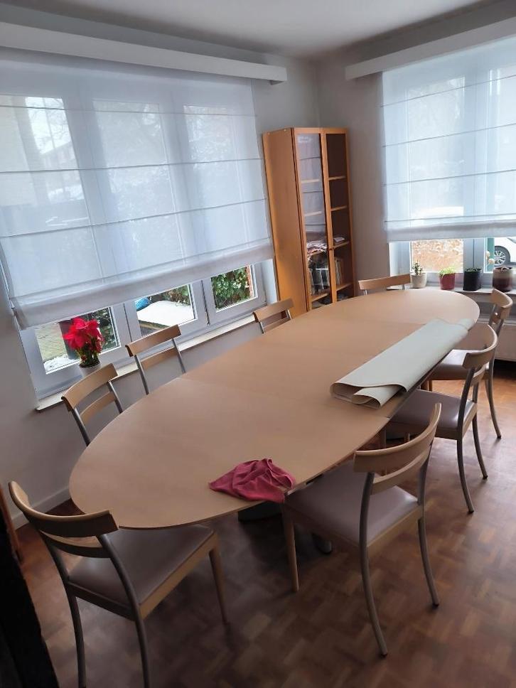 eetkamertafel, Huis en Inrichting, Tafels | Eettafels, Gebruikt, 100 tot 150 cm, Vijf personen of meer, Ovaal, Eikenhout, Metaal