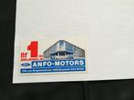 1 Sticker Anfo-Motors nr 1 in Brussel motosport bedrijf	404v, Enlèvement ou Envoi, Neuf, Société ou Association