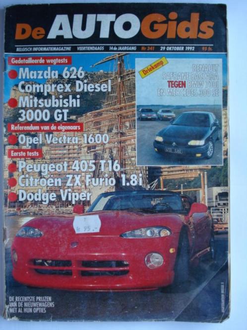 AutoGids 341 Mitsubishi 3000 GT Dodge Viper Safrane Baccara, Boeken, Auto's | Folders en Tijdschriften, Gelezen, Algemeen, Verzenden