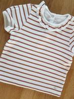 PETIT BATEAU - Blouse blanche, lignes cuivrées T.12 mois/74c, Kinderen en Baby's, Babykleding | Maat 74, Petit Bateau, Meisje