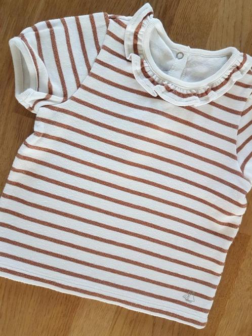 PETIT BATEAU - Blouse blanche, lignes cuivrées T.12 mois/74c, Enfants & Bébés, Vêtements de bébé | Taille 74, Utilisé, Fille, Chemisette ou Manches longues