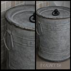 Vuilbakje WC/Badkamer-Blik Zink met Deksel - Stoer landelijk, Maison & Meubles, Accessoires pour la Maison | Poubelles, Moins de 10 litres