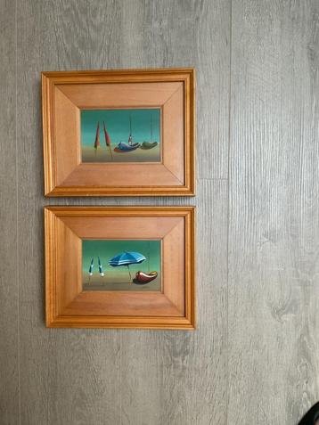 2 mooie schilderijtjes met zeemotief beschikbaar voor biedingen