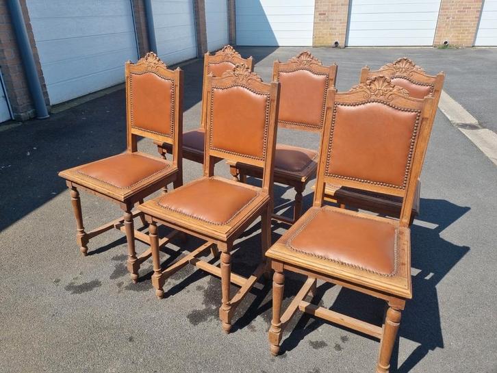 6x Antieke stoelen + uittrekbare tafel, Antiek en Kunst, Antiek | Meubels | Stoelen en Sofa's, Ophalen