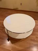 Designer salontafel wit glas, Huis en Inrichting, Tafels | Salontafels, Ophalen, Gebruikt, 50 tot 100 cm, Rond