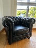 Chesterfield Zetel Zwart (Zo goed als Nieuw), Ophalen, Eenpersoons, Klassiek, Zo goed als nieuw