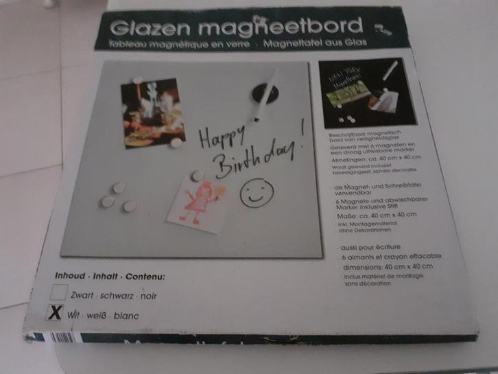 Wit glazen magneetbord, Huis en Inrichting, Woonaccessoires | Memoborden, Nieuw, Magneetbord, Ophalen
