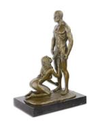 Erotiek GROOT bronzen beeld 35 cm H HEER -DAME gesigneerd, Erotiek 18+ Heer -dame, Ophalen of Verzenden