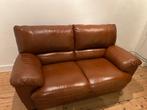 Leren bank, Huis en Inrichting, Ophalen, Zo goed als nieuw, Hout