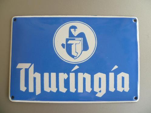 EMAILLE DEURPOST BORDJE"THURINGIA VERZEKERINGEN"UIT JAREN30, Verzamelen, Merken en Reclamevoorwerpen, Zo goed als nieuw, Reclamebord