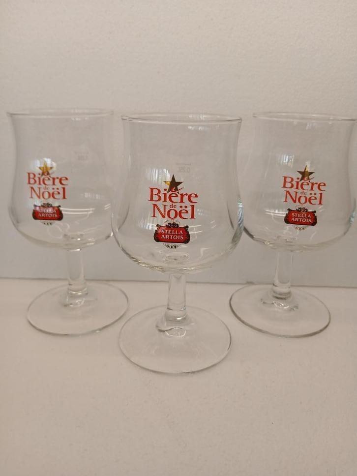 Drie mooie kerstbierglazen van brouwerij STELLA ARTOI, Verzamelen, Biermerken, Nieuw, Glas of Glazen, Stella Artois, Ophalen of Verzenden