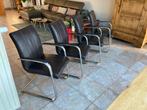 4 stoelen in donkerbruin leder, Huis en Inrichting, Stoelen, Modern/industrieel, Vier, Leer, Bruin