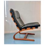 Vintage Ingmar Relling fauteuil in leder, westnofa, 1970, Huis en Inrichting, Fauteuils, Ophalen, Gebruikt, Hout, Vintage Scandinavisch mid-century