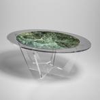 Hac Oval Design Koffietafel – Marmeren Blad & Plexi Nieuw, Huis en Inrichting, Overige materialen, Modern Design, 55 tot 75 cm