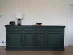 Vitrine en dressoir donkergroen geschilderd, Huis en Inrichting, Ophalen, Gebruikt, Kersenhout
