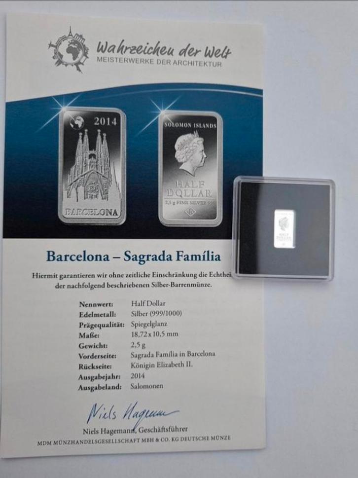 Sagrada Família 999 zilver, Timbres & Monnaies, Métaux nobles & Lingots, Argent, Envoi