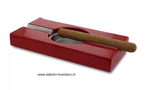 SAB01: SIGAARASBAK VOOR 2 SIGAREN ROOD MET RVS 21 CM!!, Verzamelen, Rookartikelen, Aanstekers en Luciferdoosjes, Nieuw, Asbak