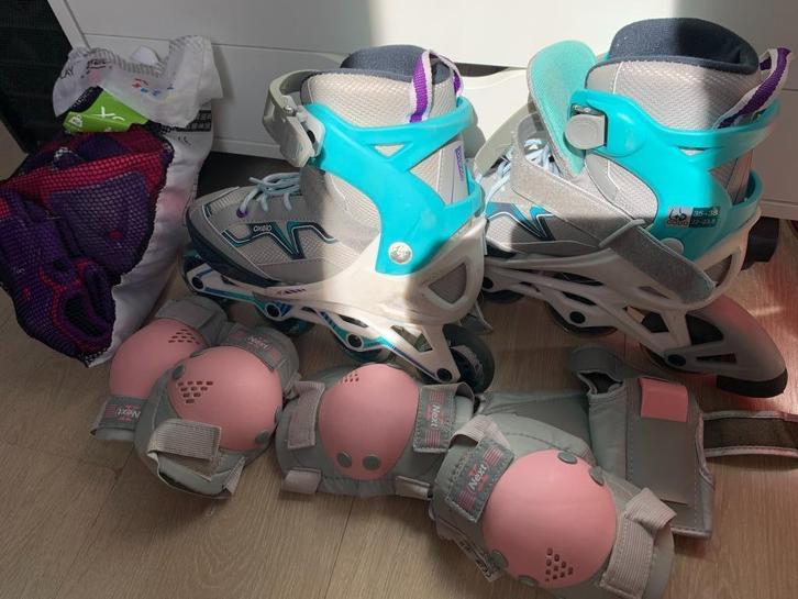 Oxelo Roller Skates Fit 3 JR 35/38 Turquoise - zgan, Sport en Fitness, Skeelers, Zo goed als nieuw, Inline skates 4 wielen, Kinderen