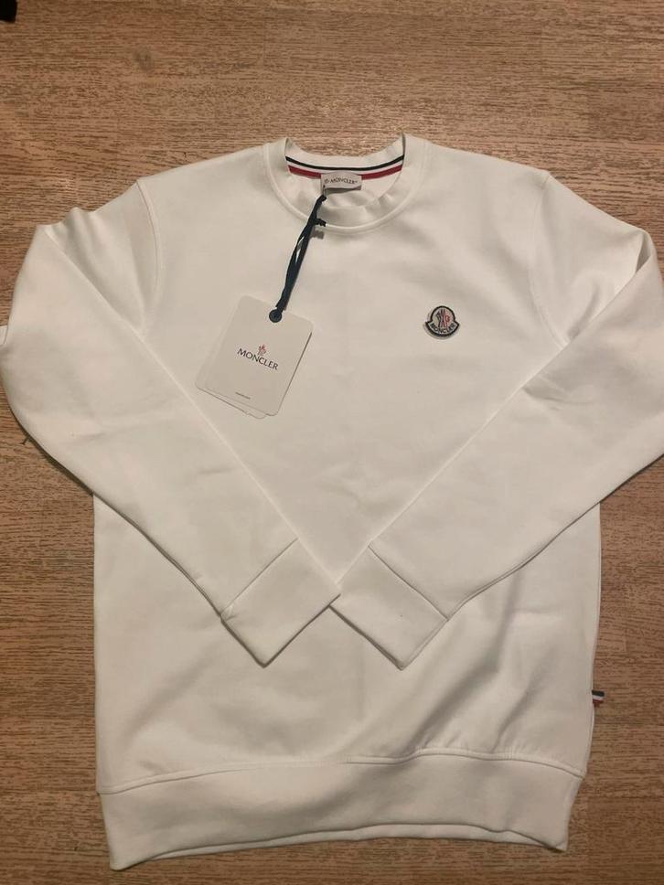Moncler Sweat Blanc Taille S (État Neuf + QR Authenticité), Kleding | Heren, Truien en Vesten, Zo goed als nieuw, Wit, Ophalen of Verzenden