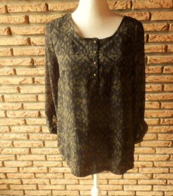 (57) -blouse femme t.38 noire et verte - yessica -