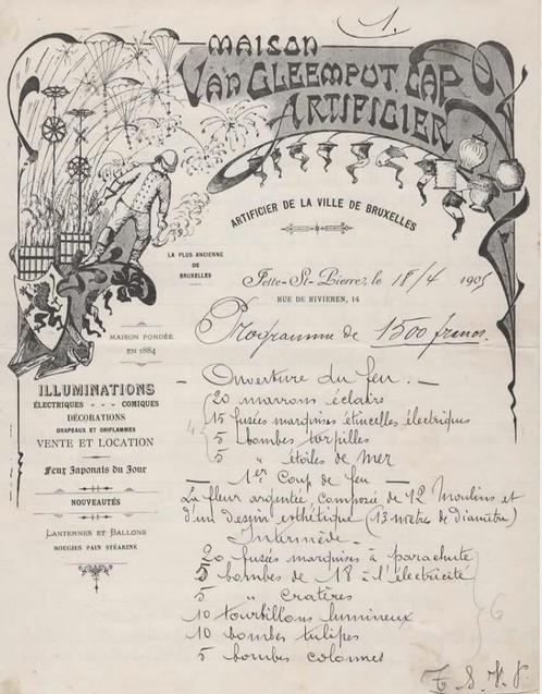 ART NOUVEAU:1905:Offerte de ## Maison VAN CLEEMPUT, Jette ##, Collections, Collections Autre, Utilisé, Enlèvement ou Envoi