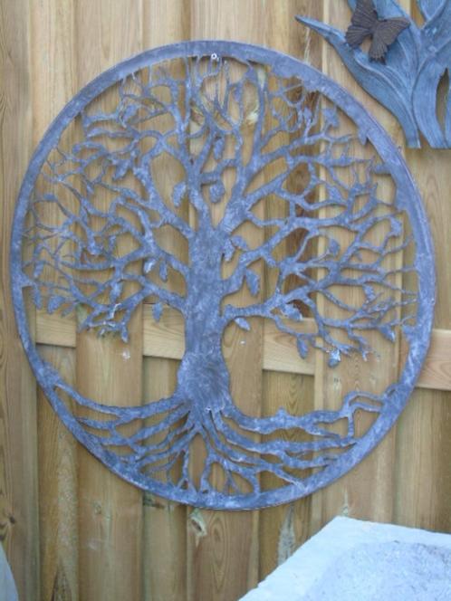 Levensboom groot model met bordeauxgrijze patina, Tuin en Terras, Tuinwanddecoratie, Nieuw, Ophalen of Verzenden