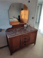 Antieke dressoir met spiegel, Gebruikt, Overige houtsoorten, 50 tot 75 cm, Antiek
