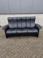 Stressless Soul 3-zits Bank Zwart Leer Hoge Rug, Ophalen, Leer