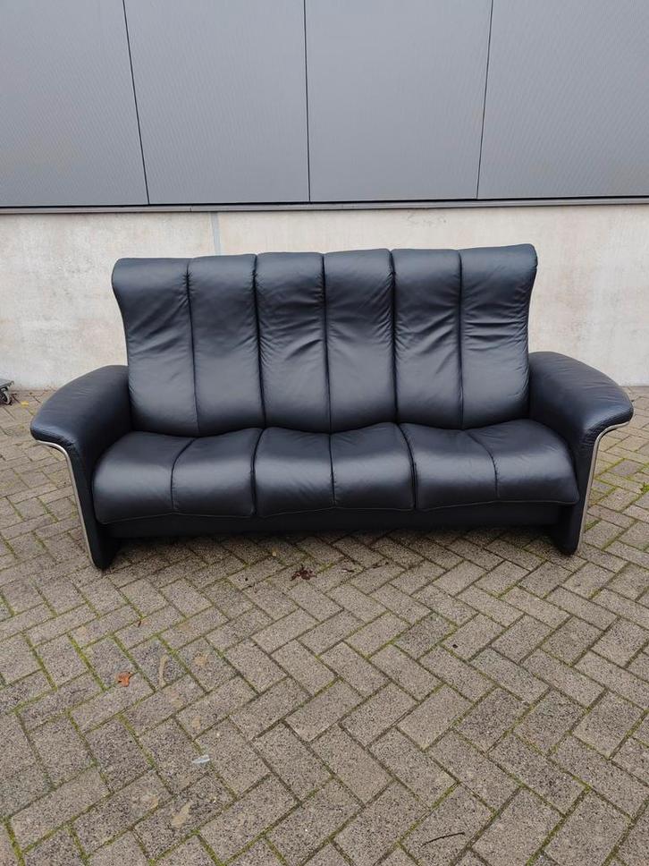 Stressless Soul 3-zits Bank Zwart Leer Hoge Rug, Huis en Inrichting, Zetels | Zetels, Leer, Ophalen