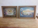 2 oude religieuze prenten in mooie eiken kader, Antiek en Kunst, Ophalen