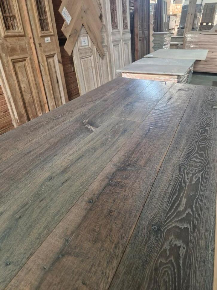 EIKEN VINTAGE VLOER ANTIQUED, GEROOKT, GEBORSTELD EN GEOLIED, Tuin en Terras, Bloempotten, Nieuw, Overige materialen, Overige vormen