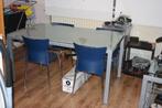 Glazen tafel met 4 stoelen, Huis en Inrichting, Tafels | Eettafels, Ophalen, Gebruikt, 50 tot 100 cm, Glas