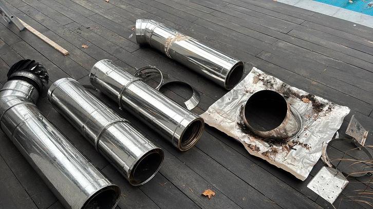 Inox buizen kachel dubbelwandig, Doe-het-zelf en Bouw, Buizen en Afvoer, Gebruikt, Overige typen, Inox, 20 tot 40 mm, Ophalen