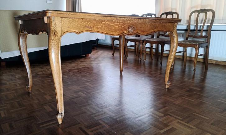 Eiken verlengbare tafel, Huis en Inrichting, Tafels | Eettafels, Gebruikt, 50 tot 100 cm, 100 tot 150 cm, Vijf personen of meer