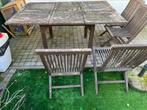 Teak grote tafel + stoelen, Tuin en Terras, Tuinsets en Loungesets, Ophalen, 4 zitplaatsen, Gebruikt, Eettafel