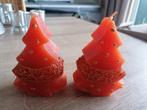 Set van 2 kaarsen voor Kerst in oranje met goud, Huis en Inrichting, Woonaccessoires | Kandelaars en Kaarsen, Nieuw, Goud, Ophalen of Verzenden