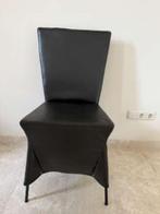 4 Eetkamer Zwart leren stoelen Gerard vd Berg zwart, Ophalen, Gebruikt, Zwart, Leer