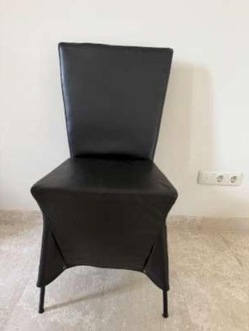 4 Eetkamer Zwart leren stoelen Gerard vd Berg zwart  beschikbaar voor biedingen