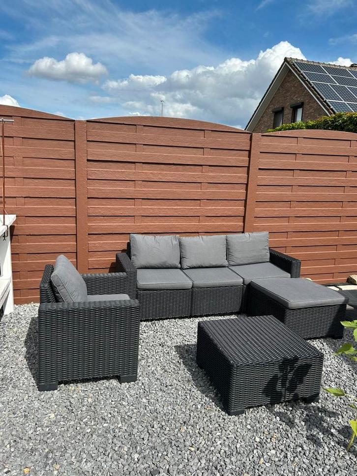 Complete tuinloungeset, Tuin en Terras, Tuinsets en Loungesets, Zo goed als nieuw, Loungeset, Wicker, 5 zitplaatsen, Ophalen