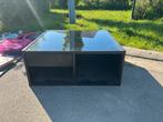 Salontafel met glas, Huis en Inrichting, Tafels | Salontafels, Ophalen, Gebruikt, 50 tot 100 cm, Vierkant