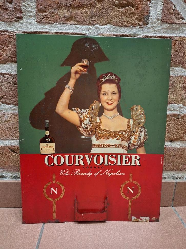 Blikken reclame bord Cognac Courvoisier jaren 60, Verzamelen, Merken en Reclamevoorwerpen, Gebruikt, Reclamebord, Ophalen of Verzenden