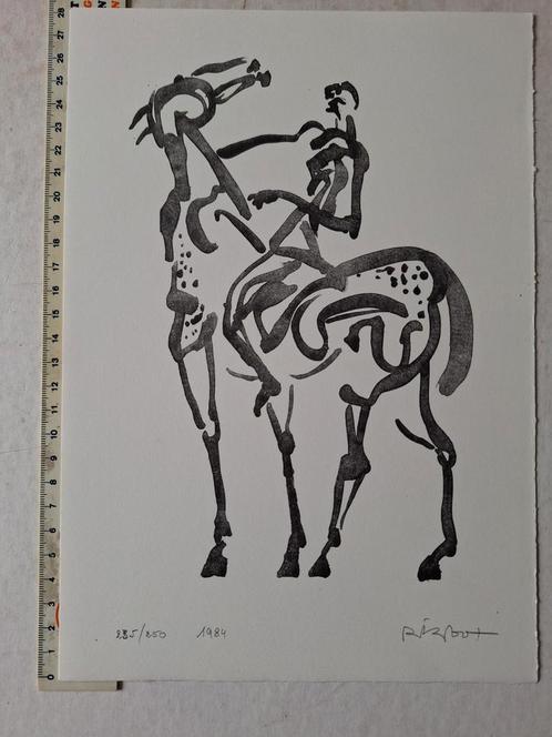 Litho Rik Poot Ruiter te paard uit 1984, Antiek en Kunst, Kunst | Litho's en Zeefdrukken, Ophalen of Verzenden