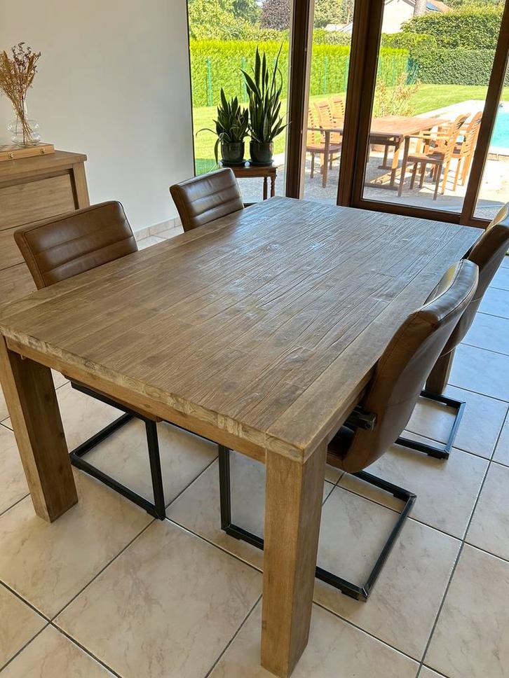 Uitschuifbare eettafel, Huis en Inrichting, Tafels | Eettafels, Zo goed als nieuw, 50 tot 100 cm, 200 cm of meer, Vijf personen of meer