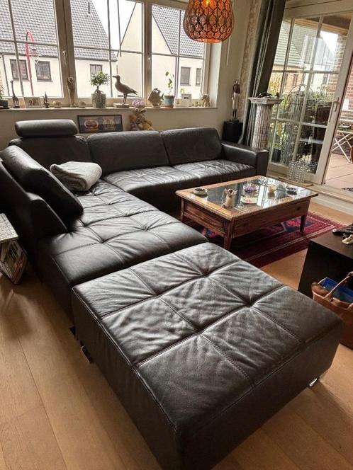Te koop ledere zetel, Huis en Inrichting, Zetels | Zetels, Gebruikt, Hoekbank, Vierpersoons of meer, Leer, Ophalen