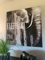 Groot schilderij. Olifant . Relief., Antiek en Kunst, Ophalen