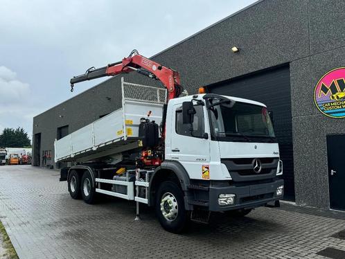 Mercedes-Benz Axor 2633 Fassi 13T/M + Kipper 6x4, Autos, Camions, Entreprise, Mercedes-Benz, Diesel, Boîte manuelle, Blanc, Propulsion arrière