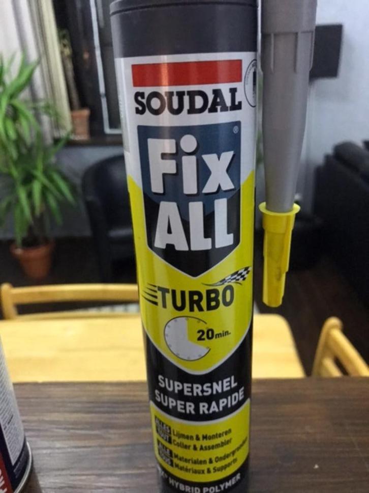 Soudal Fix ALL Turbo (supersnelle elastische lijmkit), Doe-het-zelf en Bouw, Isolatie en Afdichting, Nieuw, Ophalen of Verzenden