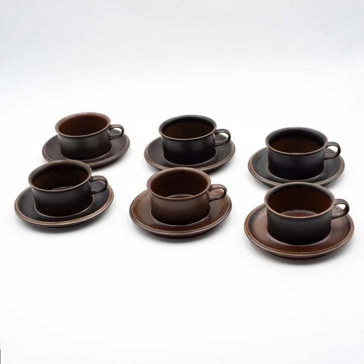 Vintage Arabia Finland Ruska Tea Cup Set – Ulla Procope 1960, Huis en Inrichting, Keuken | Servies, Ophalen of Verzenden