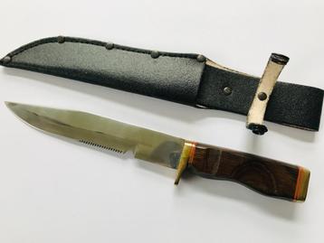 Vintage CORMORAN SURVIVOR 9.5" BOWIE KNIFE - LIGHT PAKKAWOOD beschikbaar voor biedingen