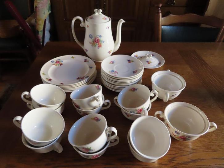 Beau service café & dessert vintage 6 personnes, Antiek en Kunst, Antiek | Servies compleet, Ophalen of Verzenden